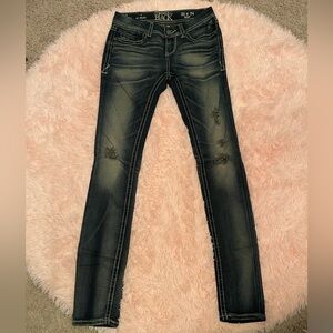 Buckle Black Washed Skinny Jeans - Dark Gray/Black Fit no 53 25x34